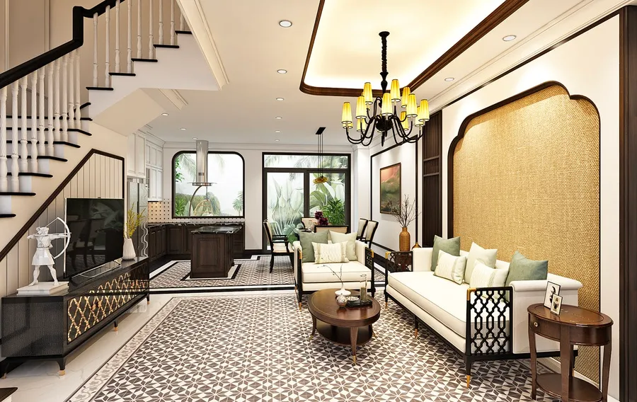Vẻ đẹp của chất liệu nội thất kết hợp với tông màu nhiệt đới, tất cả hòa quyện vào nhau mang lại không gian đậm dáng vẻ hoài niệm.