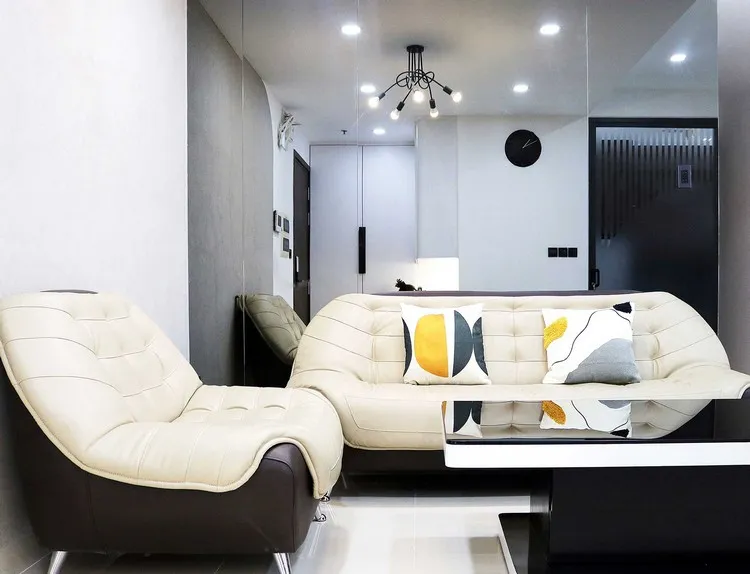Bộ ghế sofa da thiết kế đơn giản do Nội thất T&T kỹ lưỡng lựa chọn