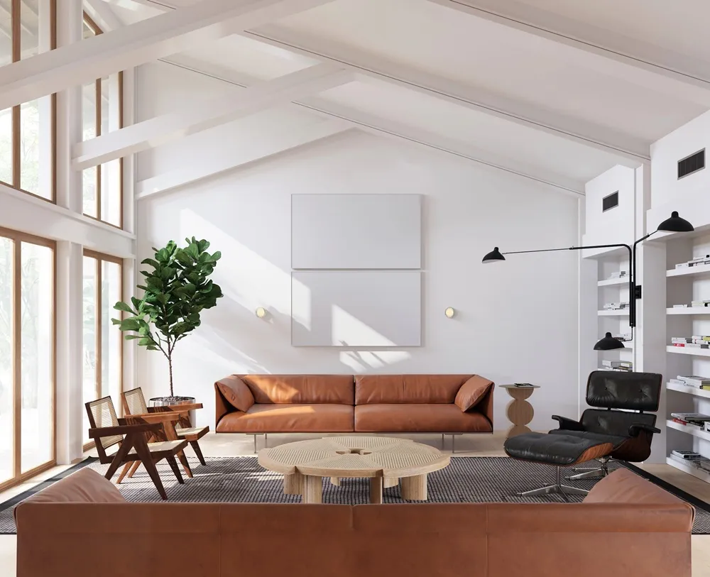 Không gian nội thất phòng khách hiện đại - phong cách Mid-Century Modern