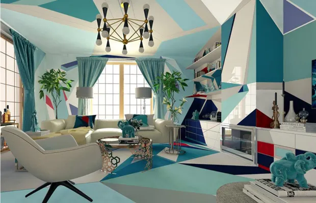 Không gian phòng khách đẹp - Phong cách Color Block