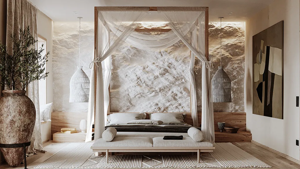 Không gian phòng ngủ ấn tượng - Phong cách Wabi Sabi