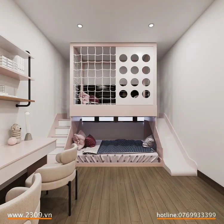 Nội thất Decor 2309 thiết kế phòng ngủ cho bé gái mang gam màu pastel nhẹ nhàng