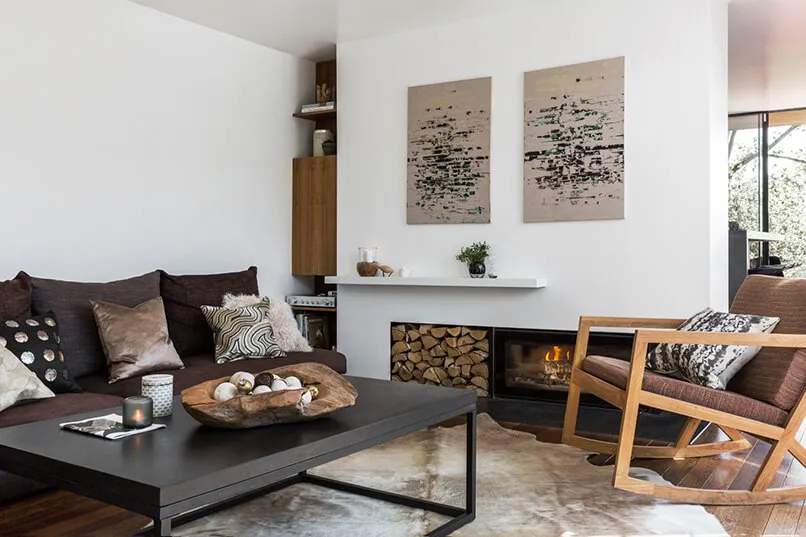 Nội thất không gian phòng khách căn hộ - phong cách Wabi Sabi sang trọng