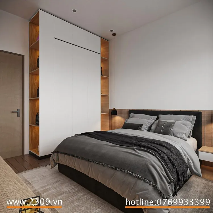 Phòng ngủ 2 mang gam màu sáng và tràn đầy sức sống hơn do Nội thất Decor 2309 thiết kế