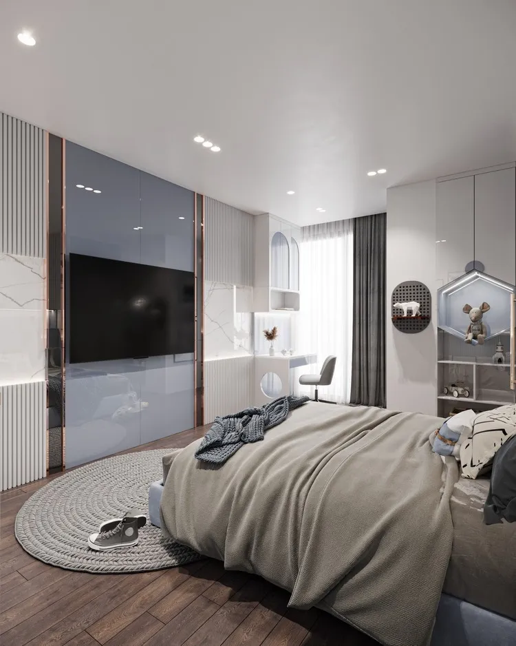 Phòng ngủ phụ ấm cúng và đầy đủ công năng do Nội thất LE ART thiết kế