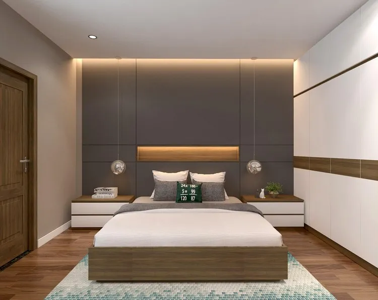 Phòng ngủ phụ tiện nghi mang gam màu nâu xám sang trọng do Nội thất T&T thiết kế