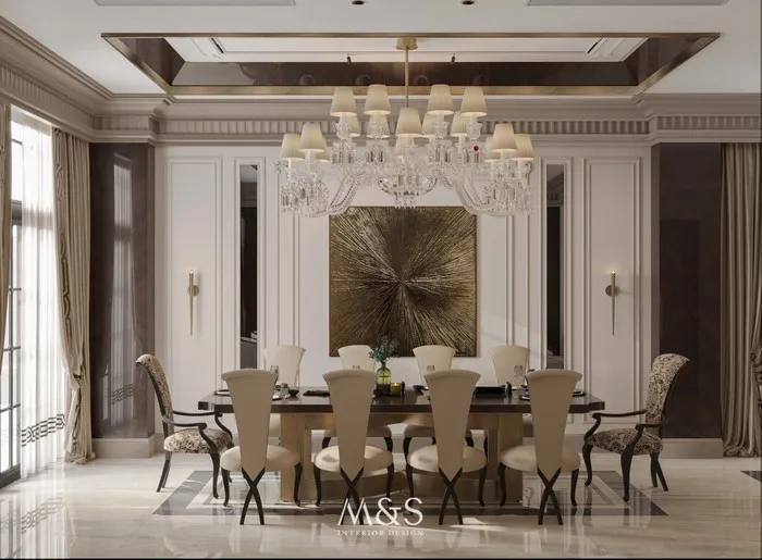 Khu vực bàn ăn chuẩn phong cách tân cổ điển do MS Interior thiết kế