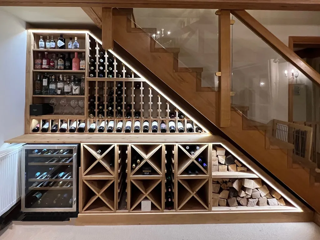 Lối thiết kế tủ rượu dưới gầm cầu thang cũng rất đa dạng và đẹp mắt