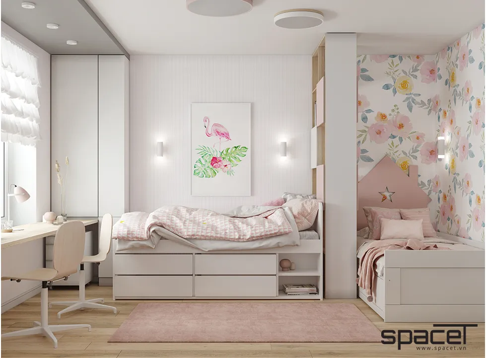 Nội thất phòng ngủ cho bé căn hộ 3 phòng ngủ phong cách Scandinavian