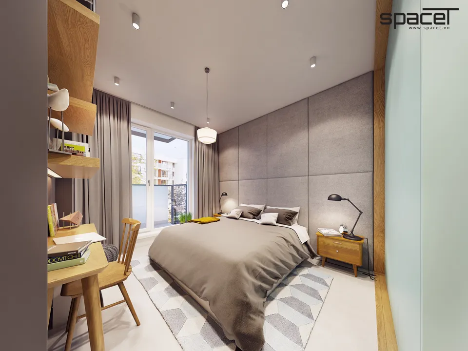 Nội thất phòng ngủ phong cách Mid-century Modern