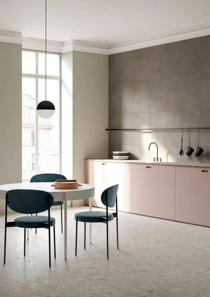 Phong cách nội thất Minimalism pha trộn Color Block làm căn bếp thêm sinh động