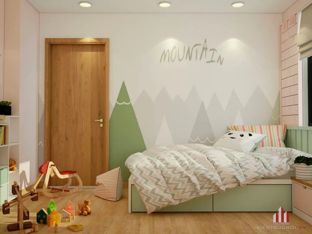 Phòng ngủ cho trẻ em đầy sống động với thiết kế đơn giản
