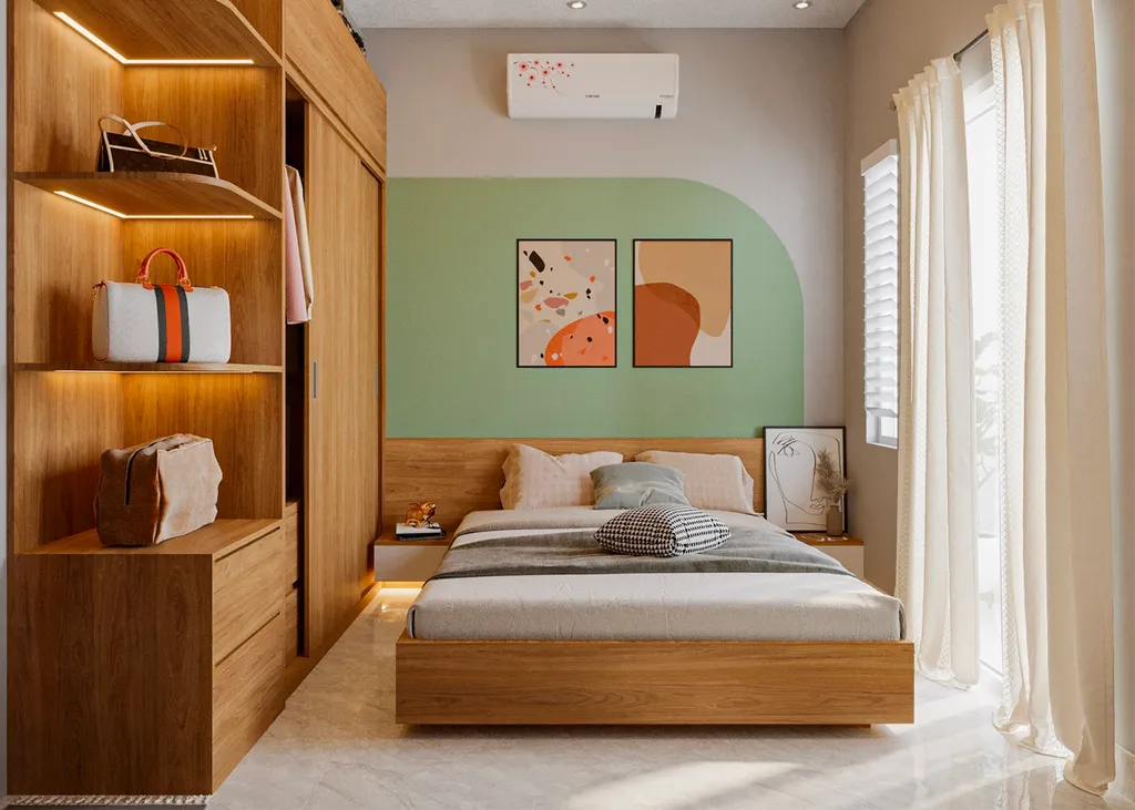 Phòng ngủ phong cách khối màu sinh động