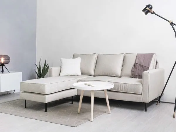 Sofa góc trắng be cho không gian sinh hoạt quây quần