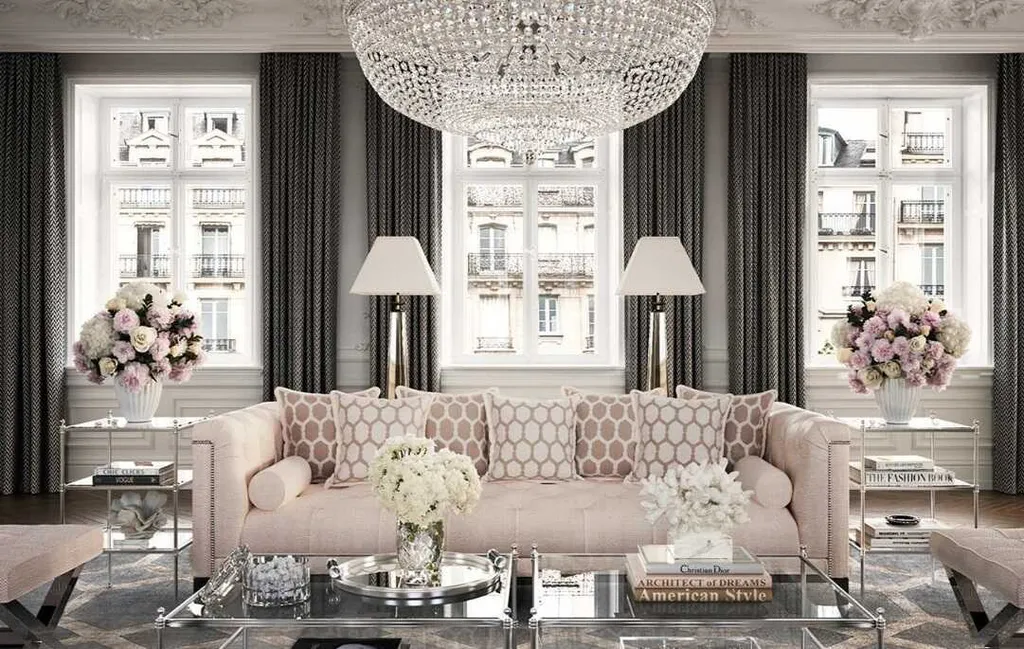 Sự tinh tế, tráng lệ, xa hoa của phòng khách biệt thự theo phong cách Baroque