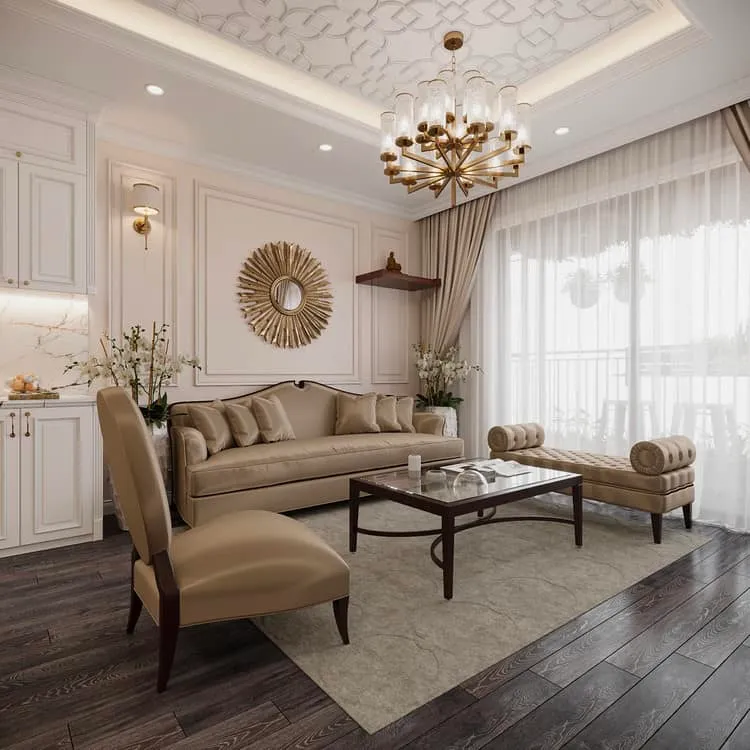 Thiết kế nội thất chung cư 3 phòng ngủ phong cách cổ điển Châu Âu
