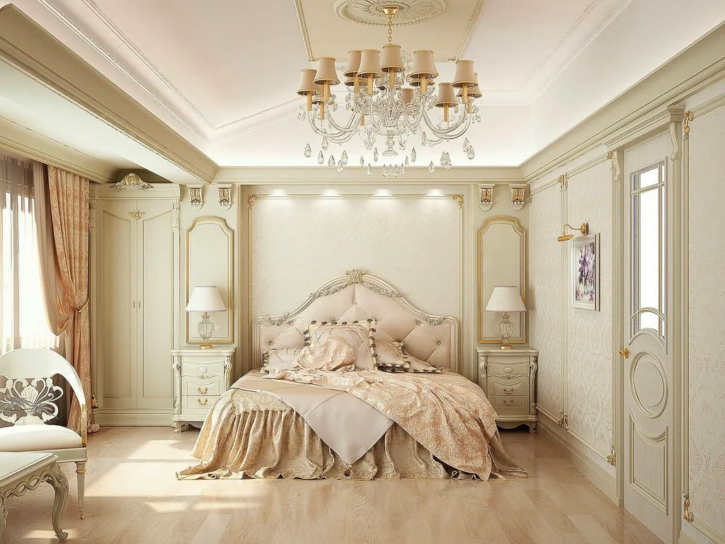 Thiết kế phòng ngủ phong cách cổ điển đối xứng