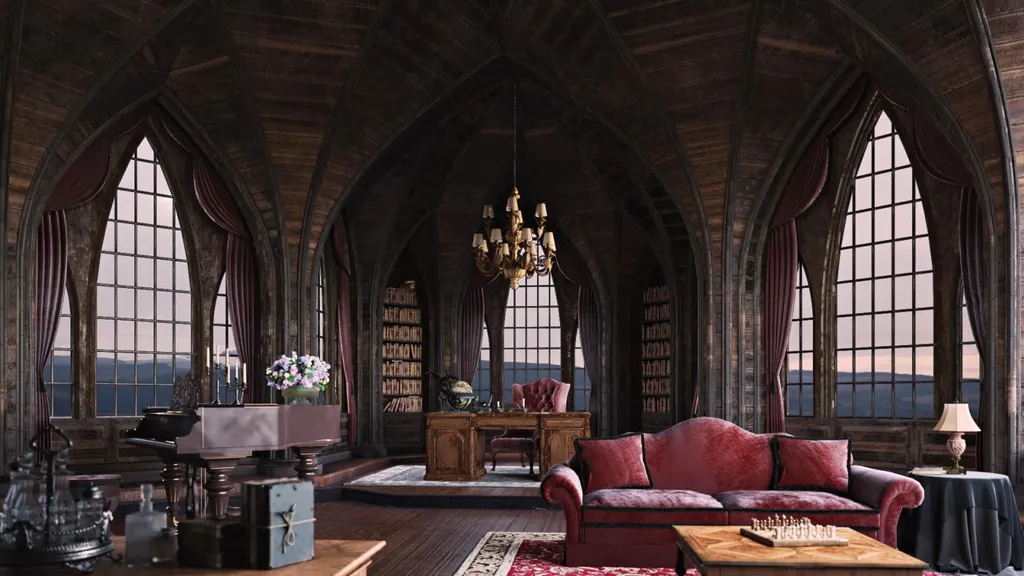 Không gian nội thất phòng khách sang trọng - phong cách Gothic