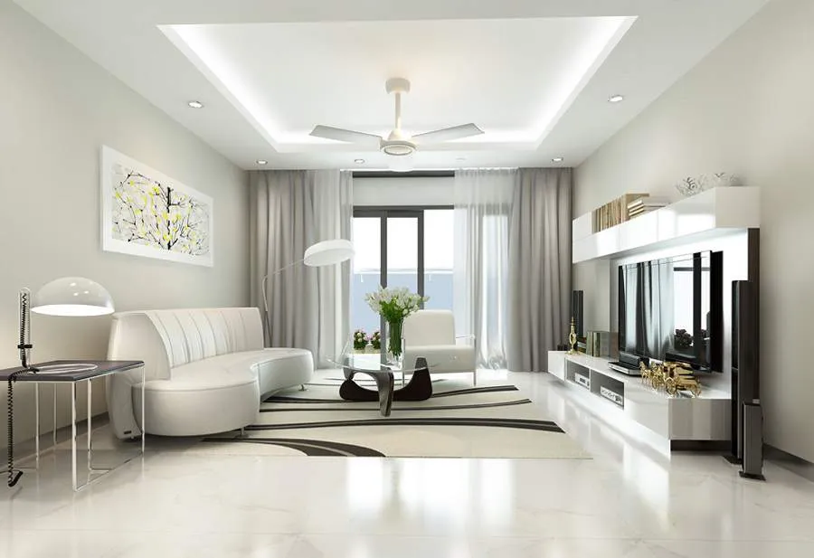 Màu sơn trắng giúp không gian phòng khách trở nên sang trọng hơn