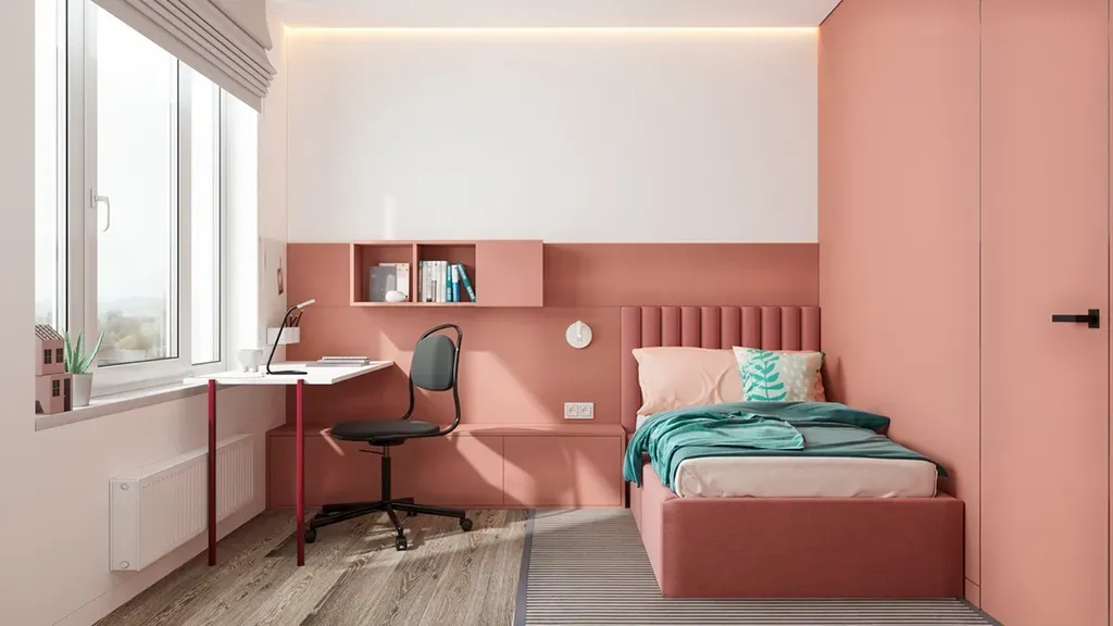 Mẫu thiết kế phòng ngủ cho bé trong căn hộ chung cư với phong cách Color Block