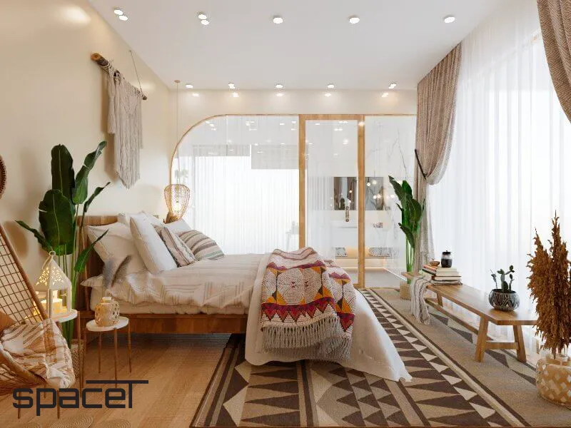 Những vật dụng trang trí phòng ngủ được làm từ chất liệu gần gũi và đơn giản.