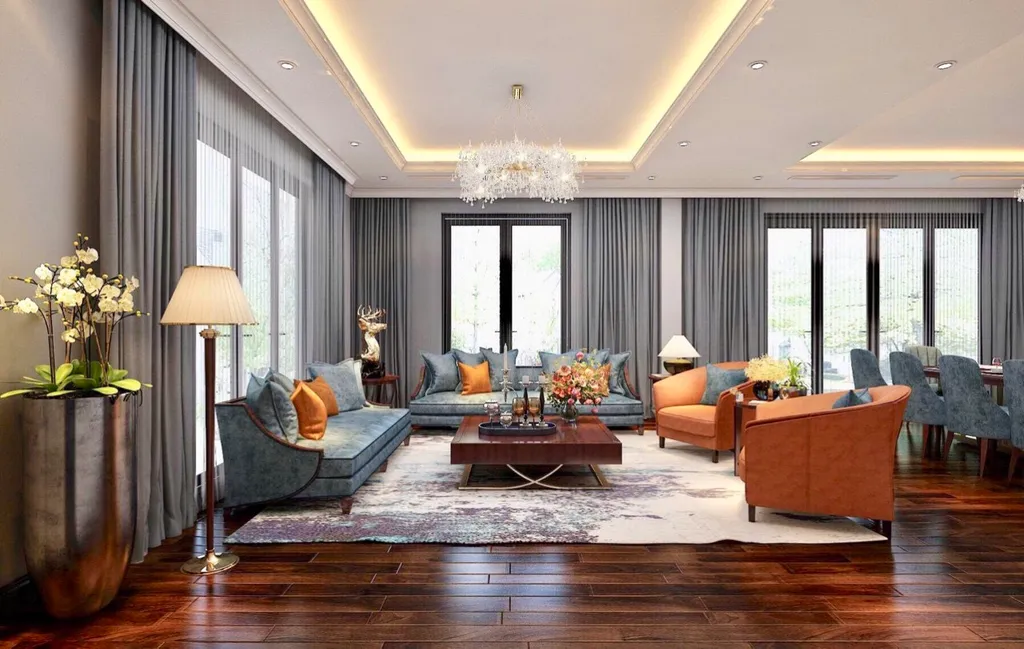 Phong cách nội thất luxury với từng món đồ nội thất đều được triển khai tỉ mỉ đến từng đường kim mũi chỉ