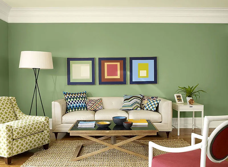 Phong cách trang trí nội thất với tường màu xanh lục