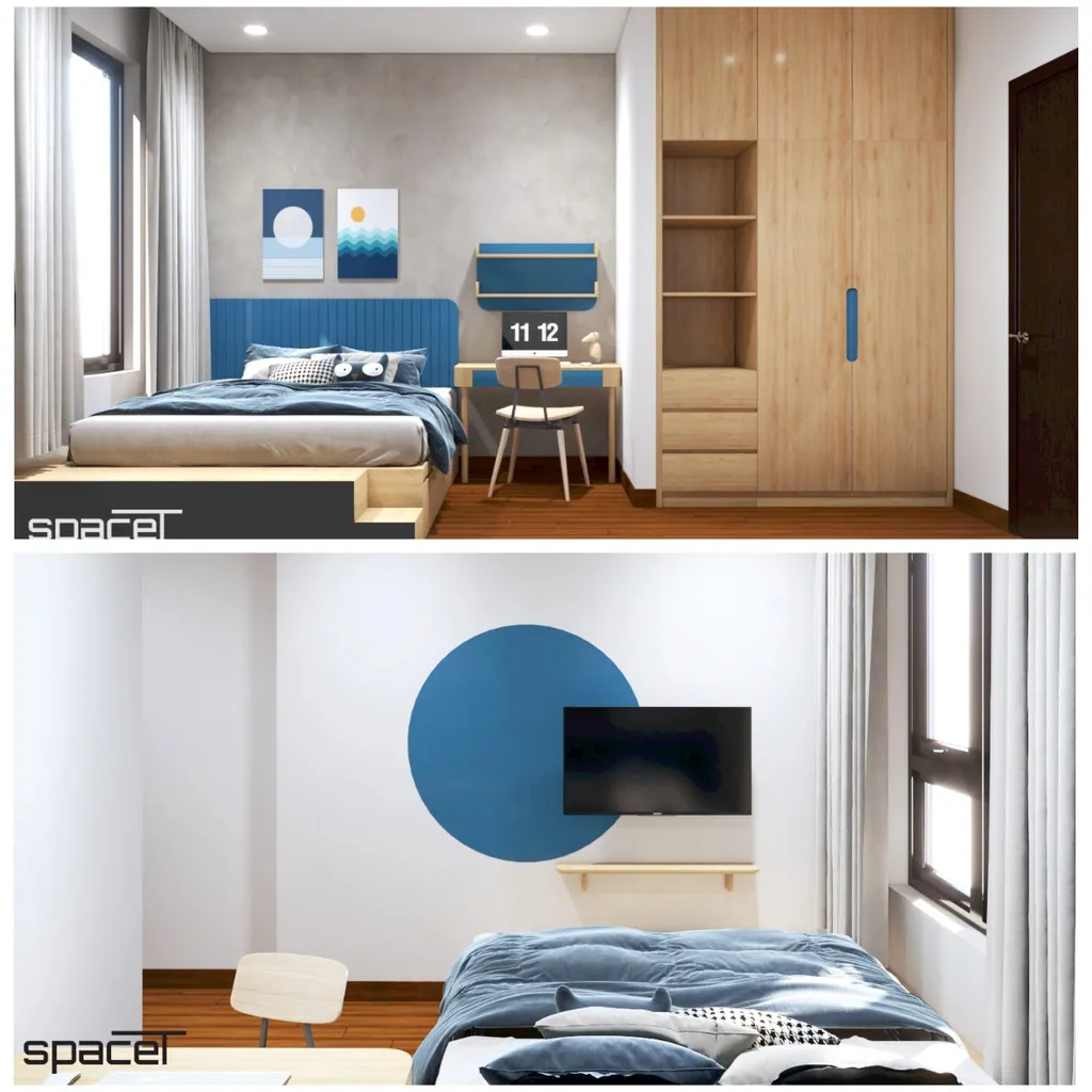 Phòng ngủ 2 phong cách color block