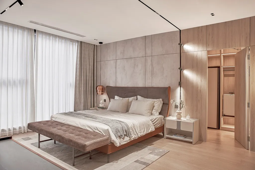 Phòng ngủ phong cách Scandinavian với họa tiết vân gỗ làm chủ đạo