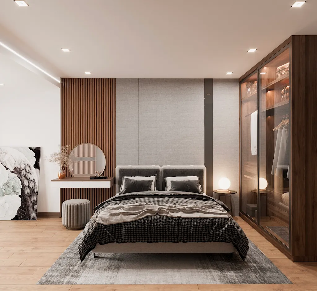 Sự kết hợp khéo léo giữa kiểu dáng và màu sắc giúp tôn lên được vẻ đẹp của nội thất cũng như toàn bộ căn phòng ngủ