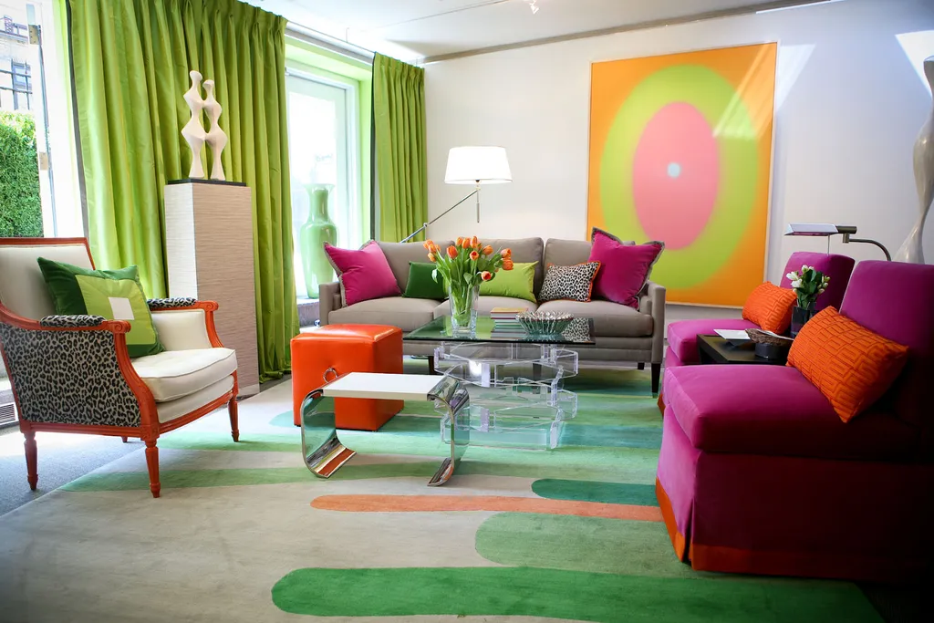 Thiết kế nội thất phòng khách theo phong cách Color Block