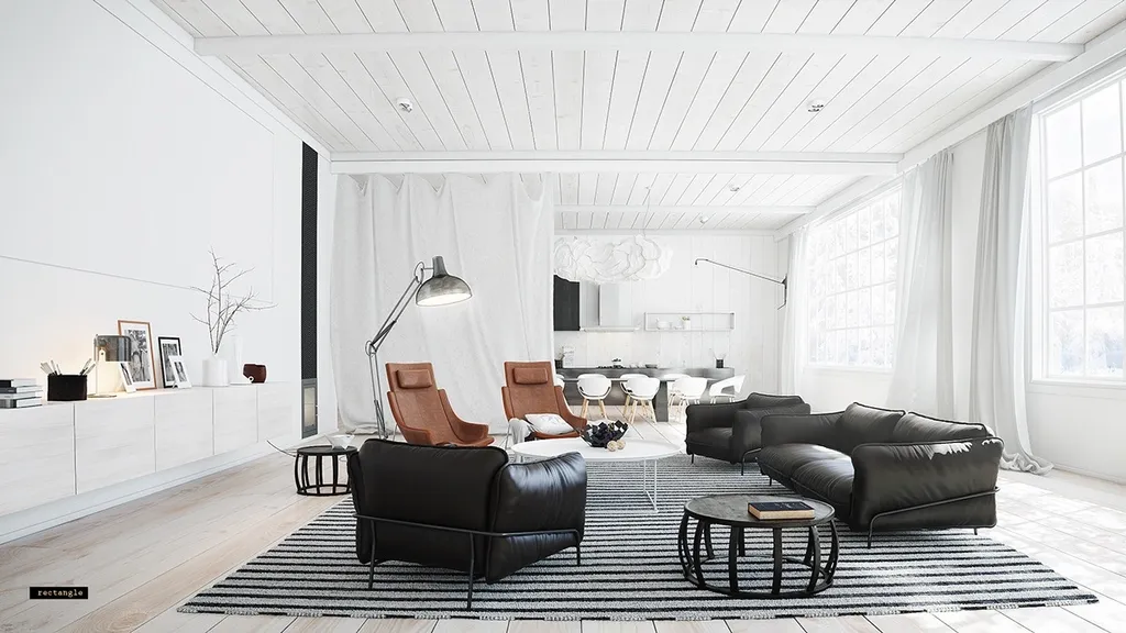 Thiết kế phòng khách theo phong cách nội thất Bauhaus tinh tế, nhẹ nhàng