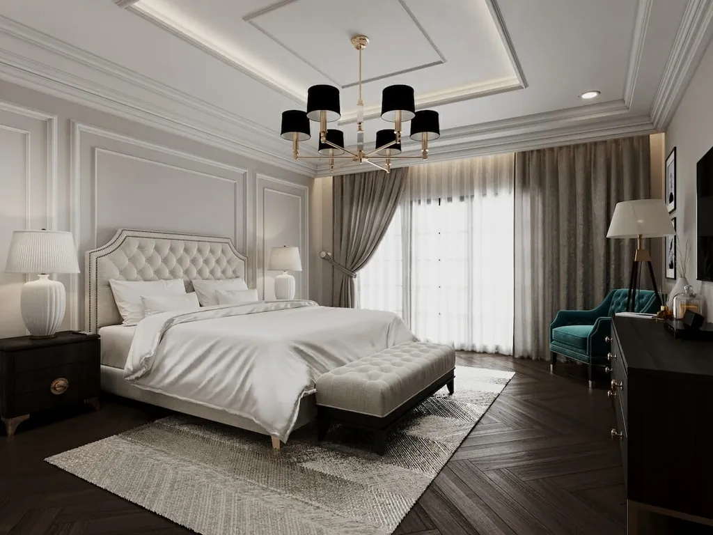 Mẫu thiết kế phòng ngủ chung cư phong cách tân cổ điển
