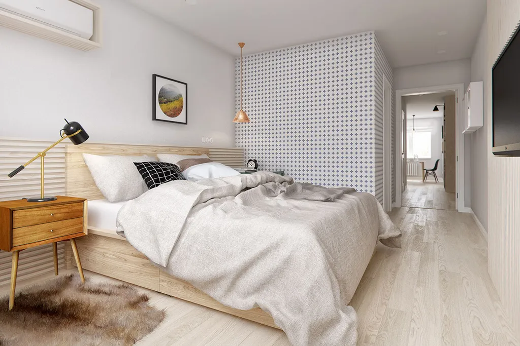 Mẫu thiết kế phòng ngủ master với phong cách Scandinavian