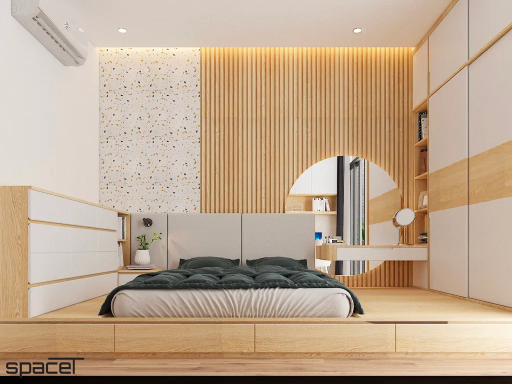 Phòng ngủ hiện đại với giường phản tối giản kiểu Nhật