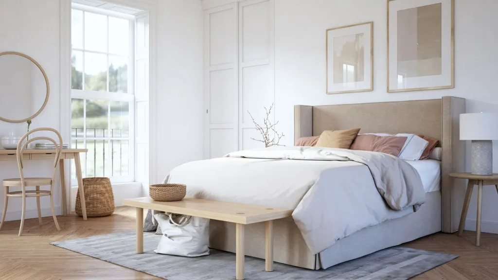 Sử dụng khung cửa sổ lớn để đưa ánh sáng tự nhiên vào không gian phòng ngủ phong cách Scandinavian