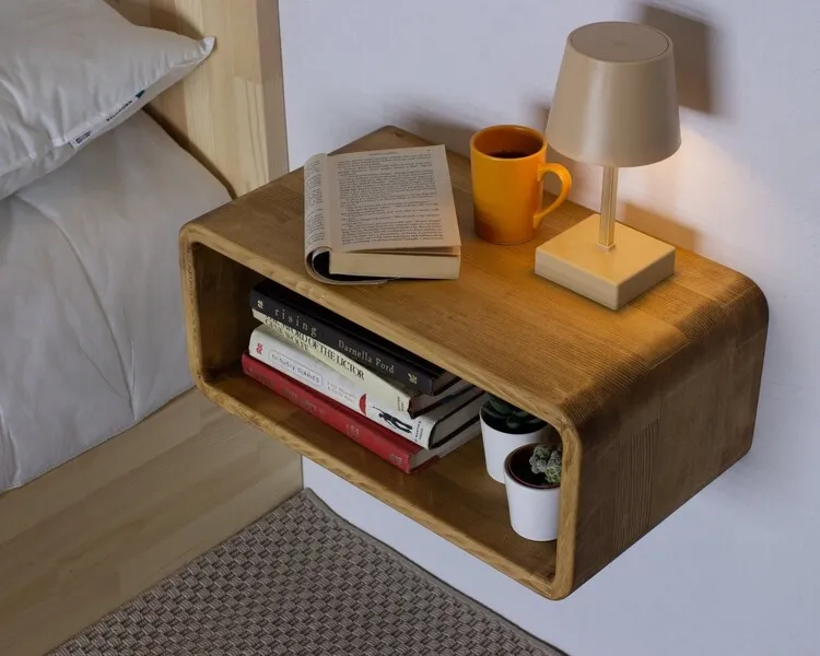 Tab đầu giường một ngăn từ chất liệu gỗ với thiết kế đơn giản cho những phòng ngủ hiện đại.