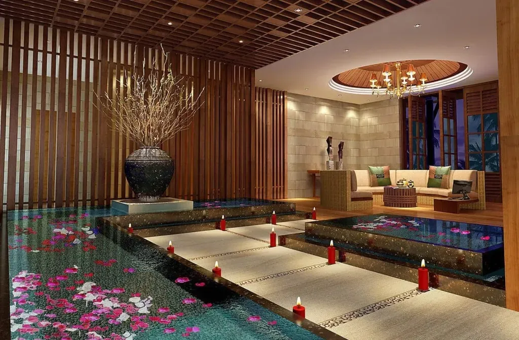 Thiết kế khu vực sảnh spa mang nét thẩm mỹ của đất nước Trung Quốc