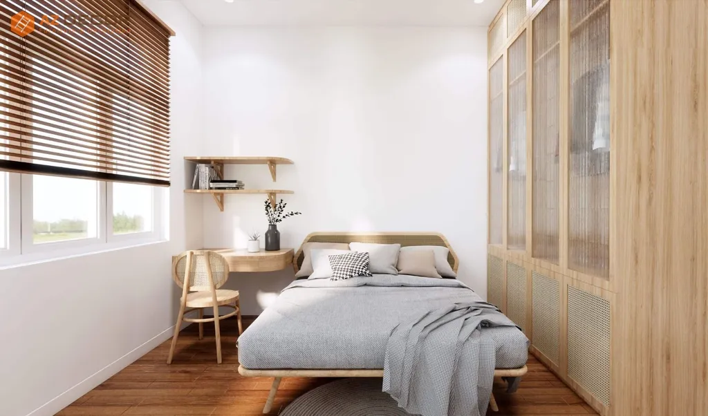 Thiết kế nội thất phòng ngủ nhỏ hiện đại tinh tế với tông màu trắng