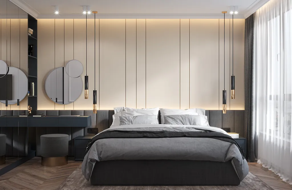 Thiết kế phòng ngủ hiện đại với gam màu trung tính đơn giản