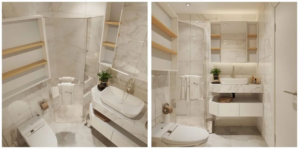 Thiết kế toilet riêng cho phòng ngủ 1 phong cách Scandinavian