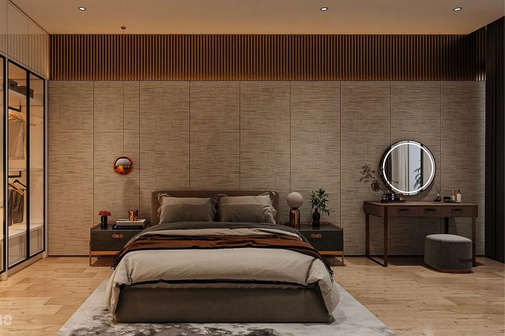 Ý tưởng thiết kế phòng ngủ nhỏ hiện đại tối giản với gam màu nâu