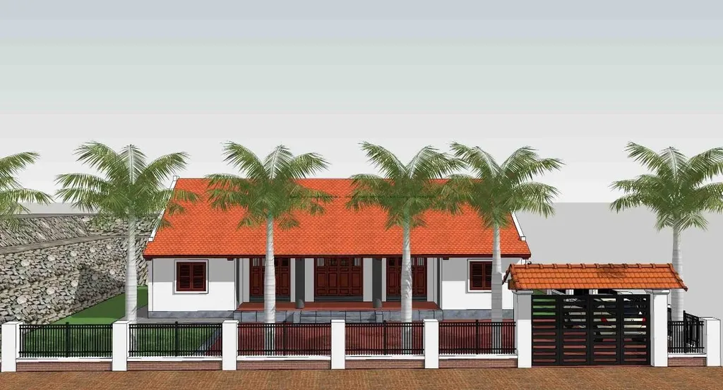 Căn nhà cấp 4 3D này hoàn toàn theo lối kiến trúc truyền thống tại các vùng quê của Việt Nam. Căn nhà mang đậm nét truyền thống của Việt Nam nhưng vẫn rất đẹp và bình yên.