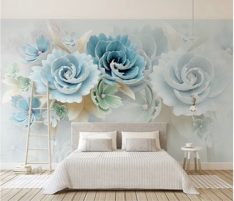 Giấy dán tường phòng ngủ 3D họa tiết hoa cho phòng ngủ