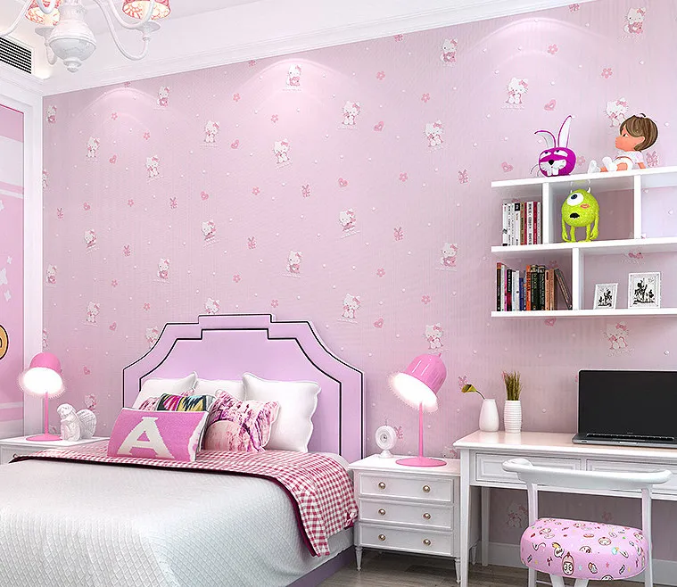 Giấy dán tường phòng ngủ màu hồng ngọt ngào