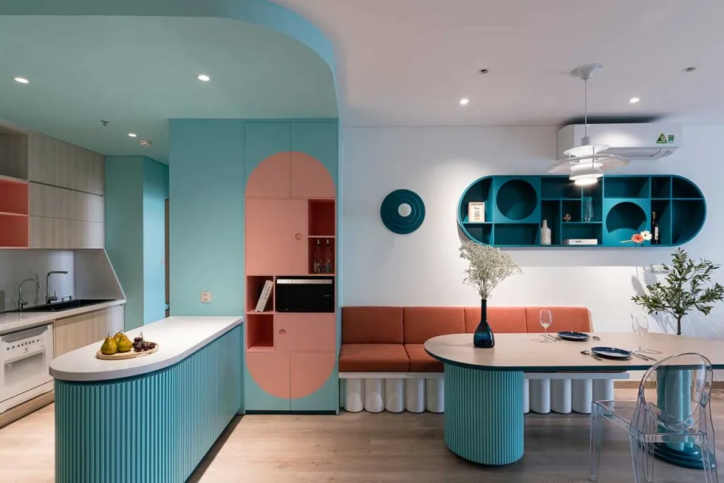 Ý tưởng thiết kế căn hộ officetel với phong cách khối màu (Color Block)