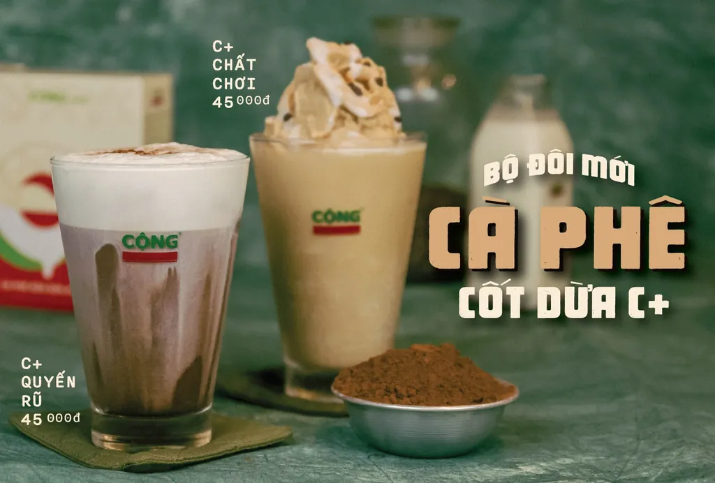 Menu món cà phê cốt dừa nổi tiếng tại Cộng Cafe