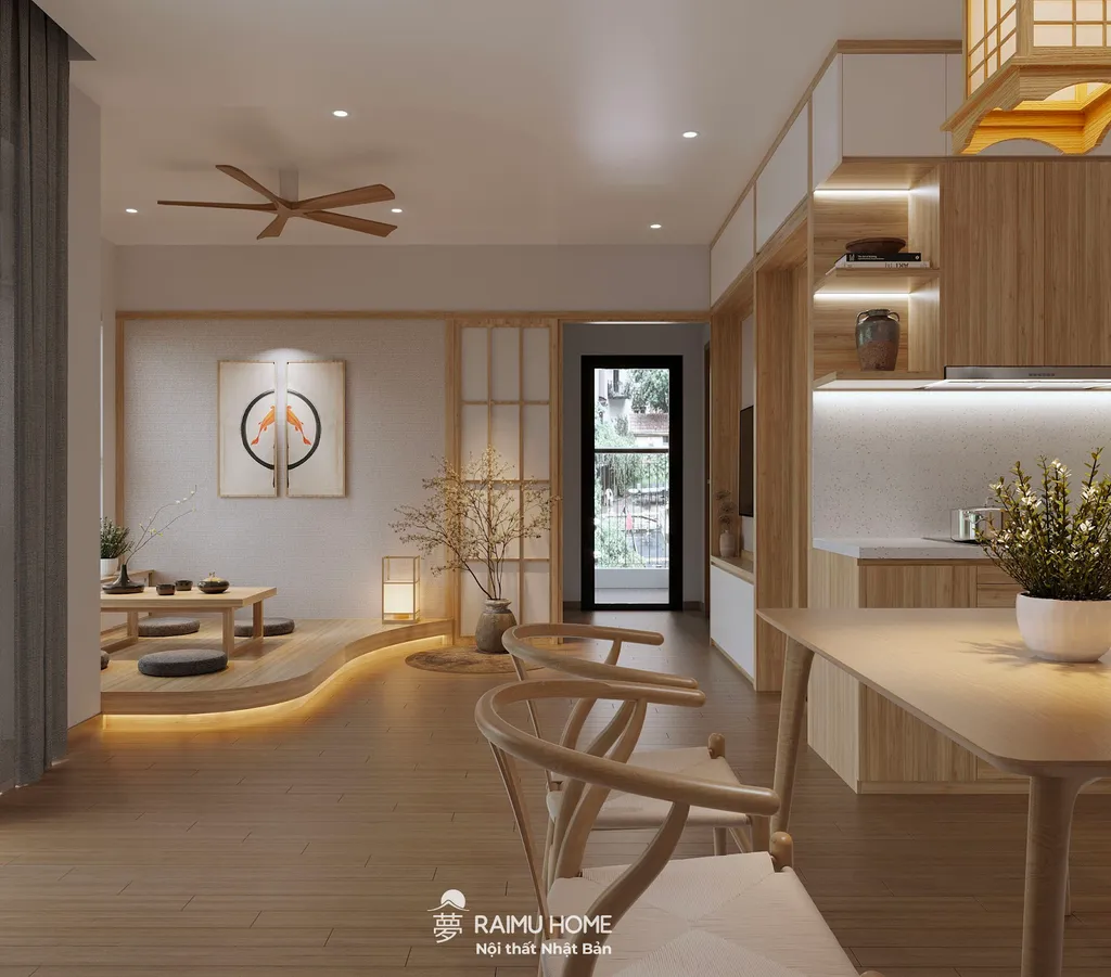 Vẫn tone màu vàng và gỗ tự nhiên mang đến cho không gian cảm giác nhẹ nhàng và thư giãn hơn. Những món đồ nội thất tuy có thiết kế đơn giản nhưng lại vô cùng tinh tế