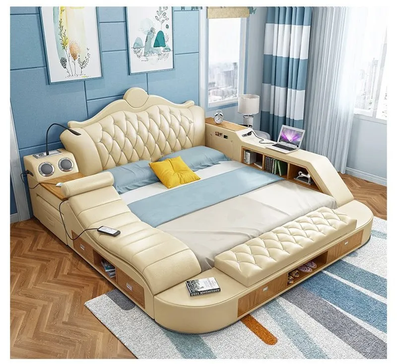 Mẫu giường ngủ thông minh kết hợp ghế massage giúp bạn tiết kiệm không gian thay vì sử dụng riêng lẻ giường và ghế massage