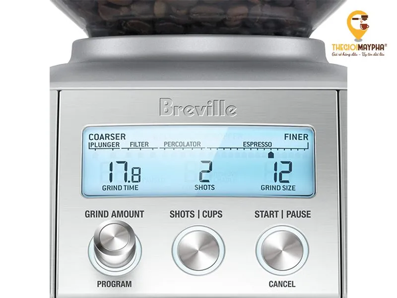 Máy xay cà phê tự động Breville 820 có màn hình rõ nét và dễ dàng sử dụng